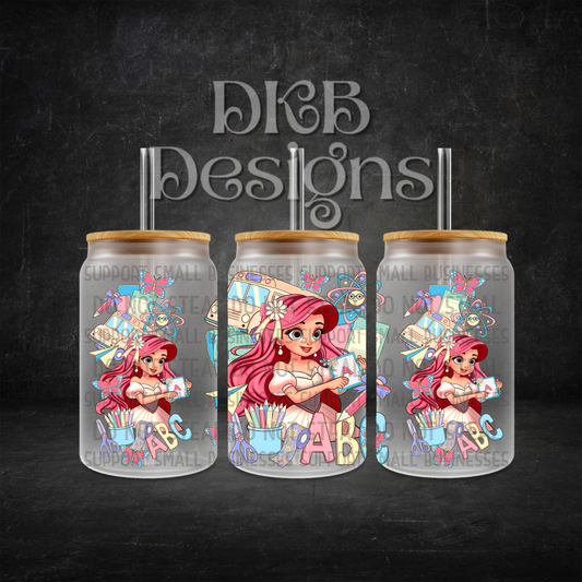 School 16oz glass can UV DTF