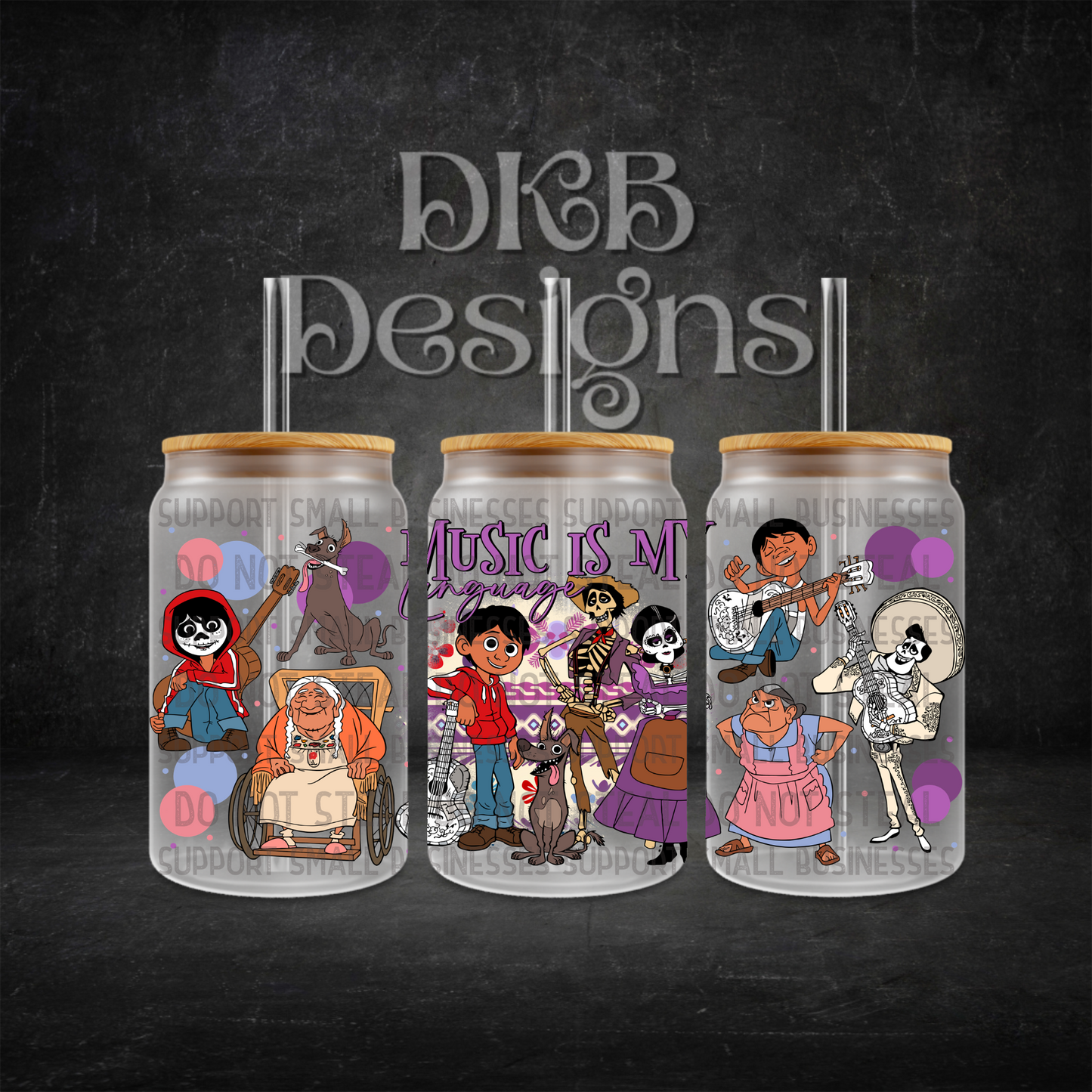 Music is my language 16oz glass can UV DTF