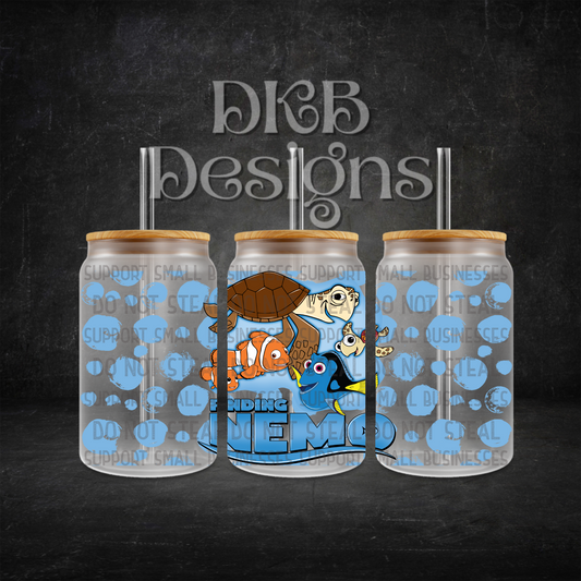 Sea animals 16oz glass can UV DTF