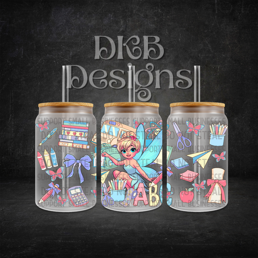 School 16oz glass can UV DTF