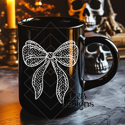 Polka dot bow white UV DTF