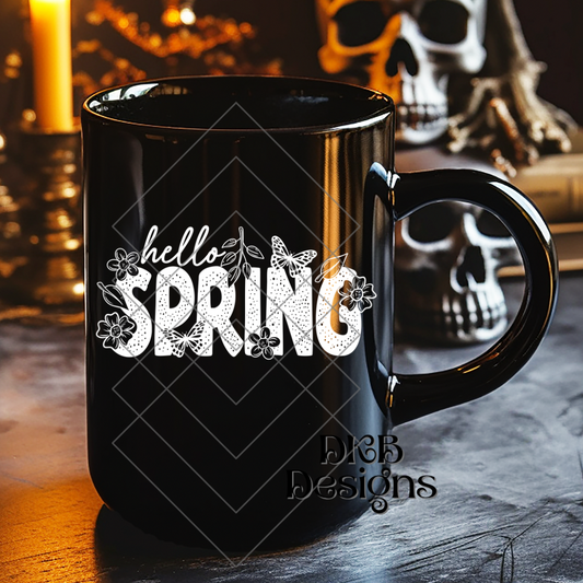 Hello spring white UV DTF