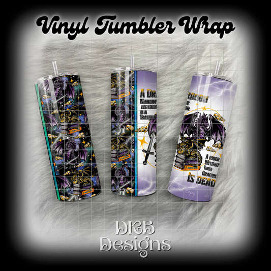 Book dragons vinyl tumbler wrap