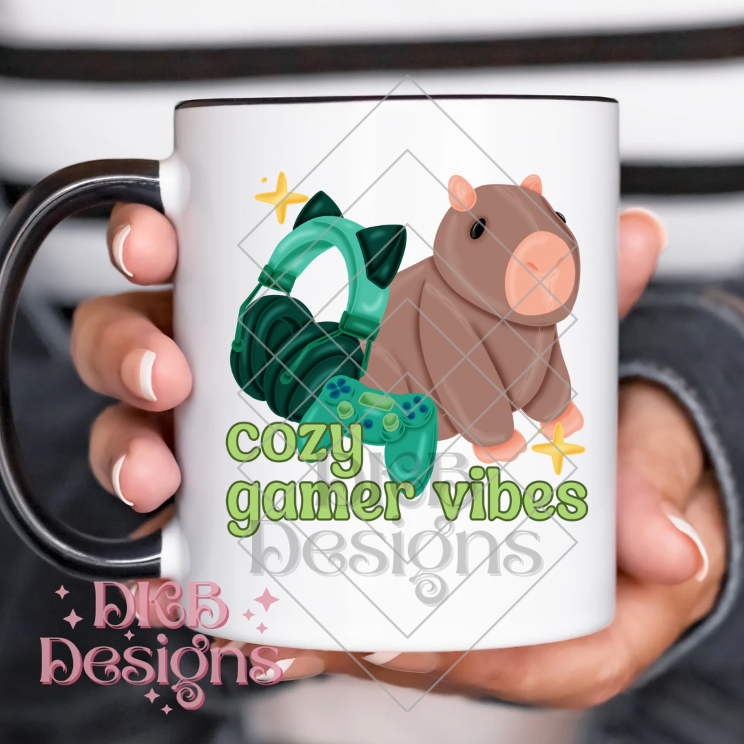 Capybara cozy gamer vibes UV DTF