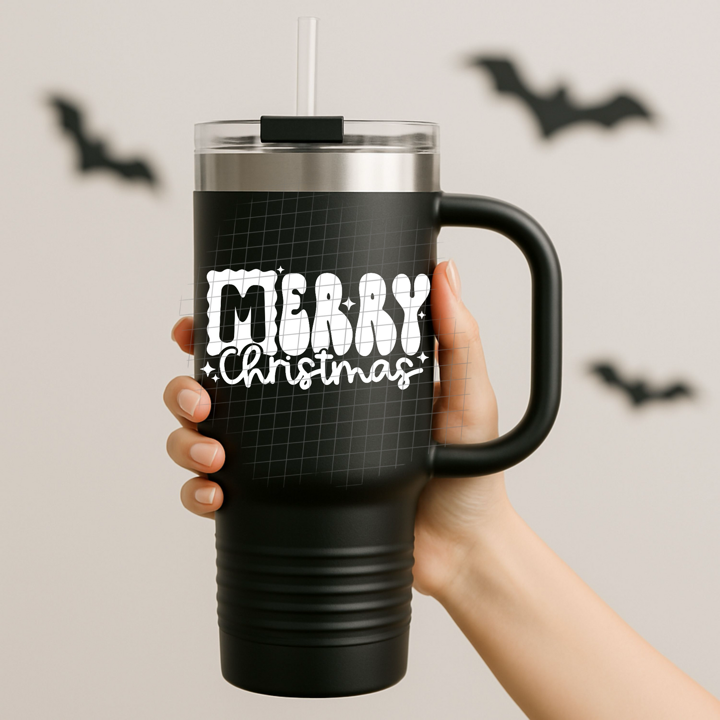 Merry Christmas white UV DTF