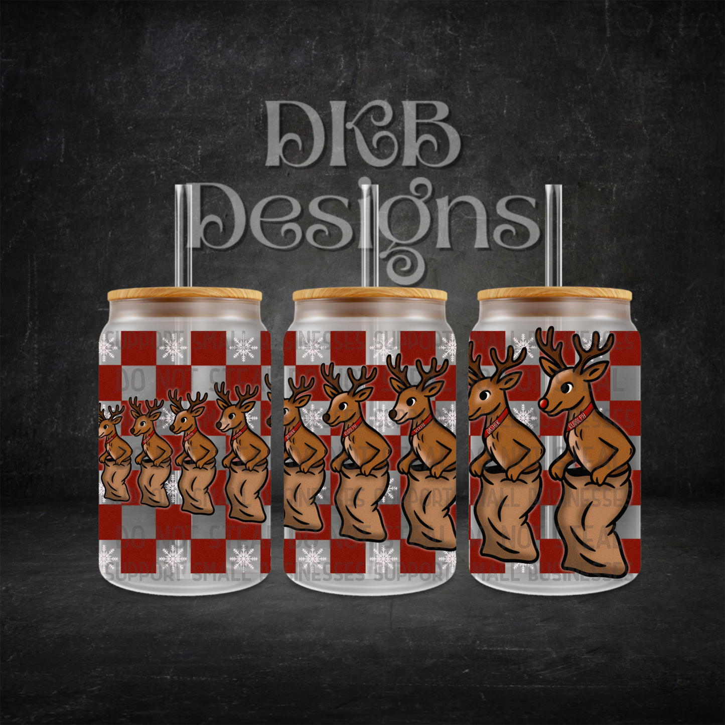 Potato sac race white 16oz glass can UV DTF