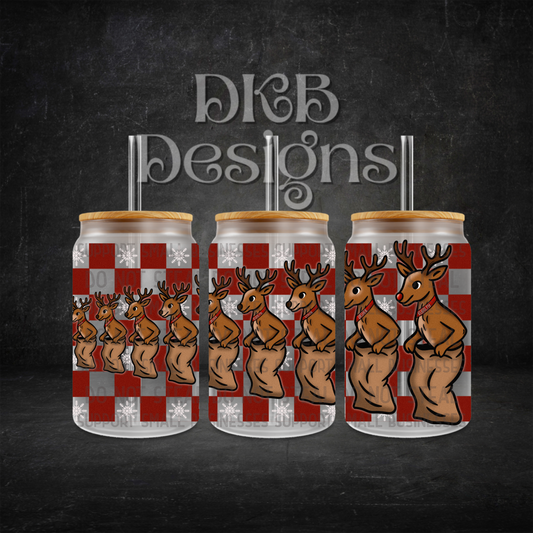 Potato sac race white 16oz glass can UV DTF