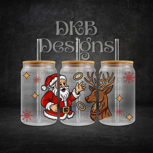 Ring toss 16oz glass can UV DTF