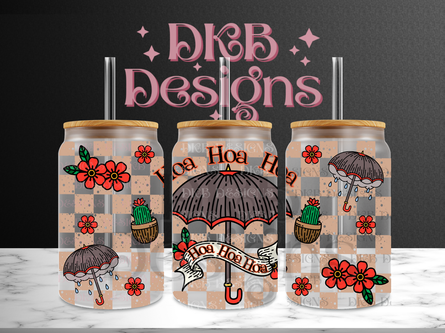 Hoa 16oz glass can UV DTF