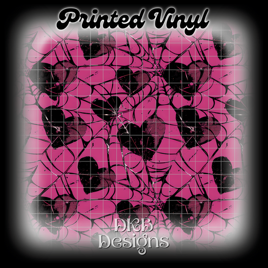 Pink web hearts Printed Vinyl