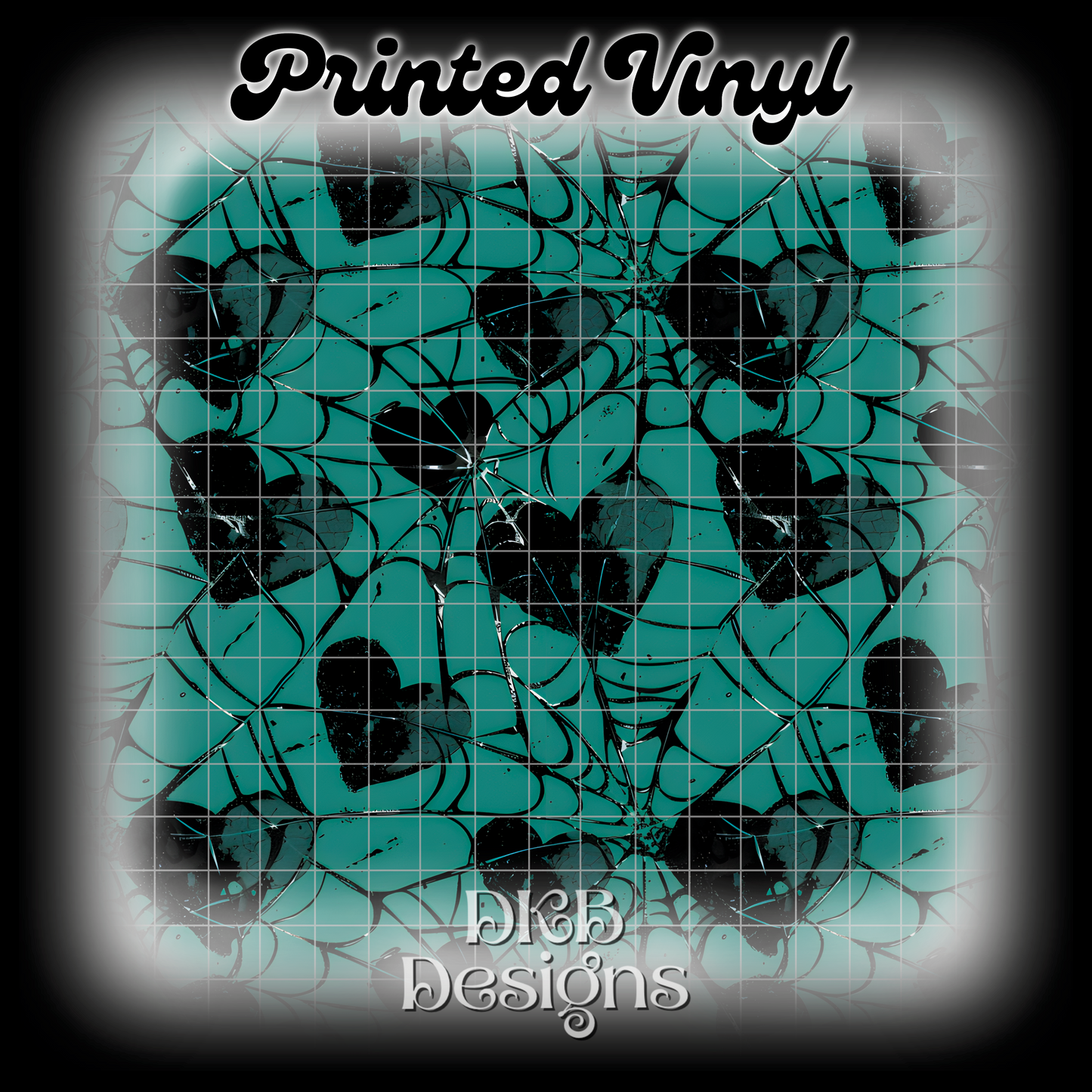 Teal web hearts Printed Vinyl