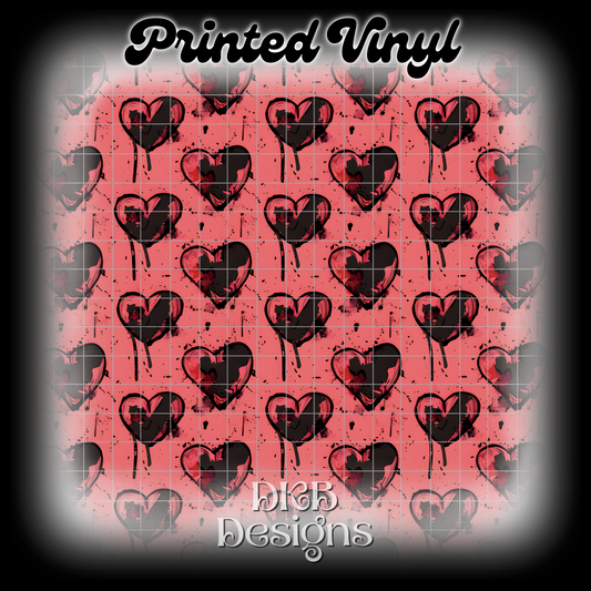 Drippy hearts Printed Vinyl