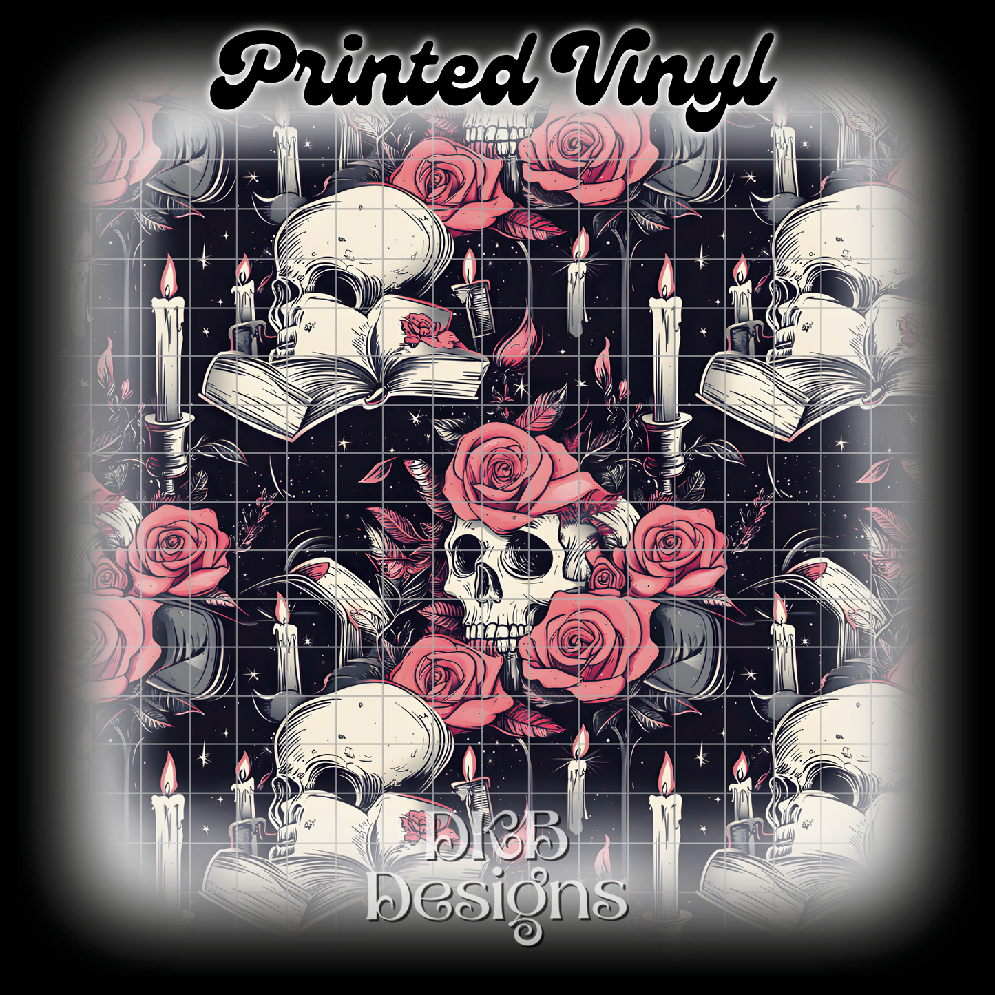 Floral skull books Printed Vinyl