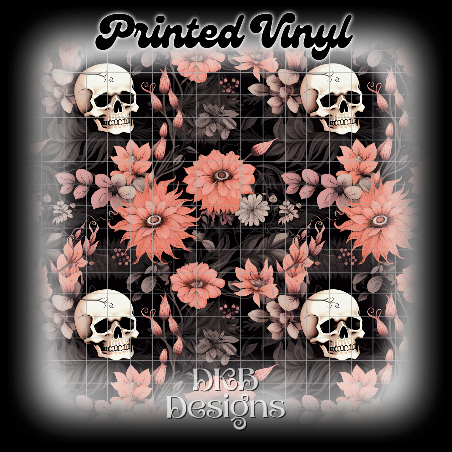 Peach skellie florals Printed Vinyl