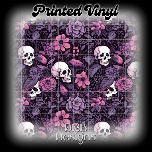 Purple floral skellies Printed Vinyl