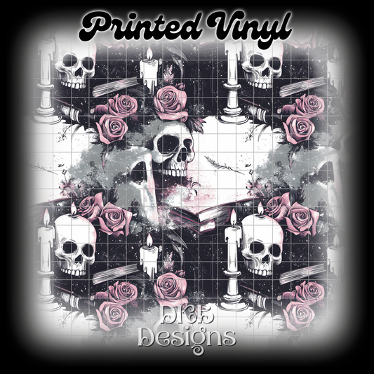 Floral skull book Printed Vinyl