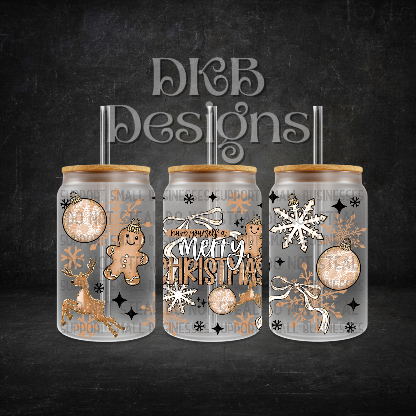 Merry little Christmas 16oz glass can UV DTF