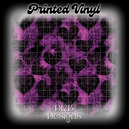 Spiderweb hearts purple Printed Vinyl