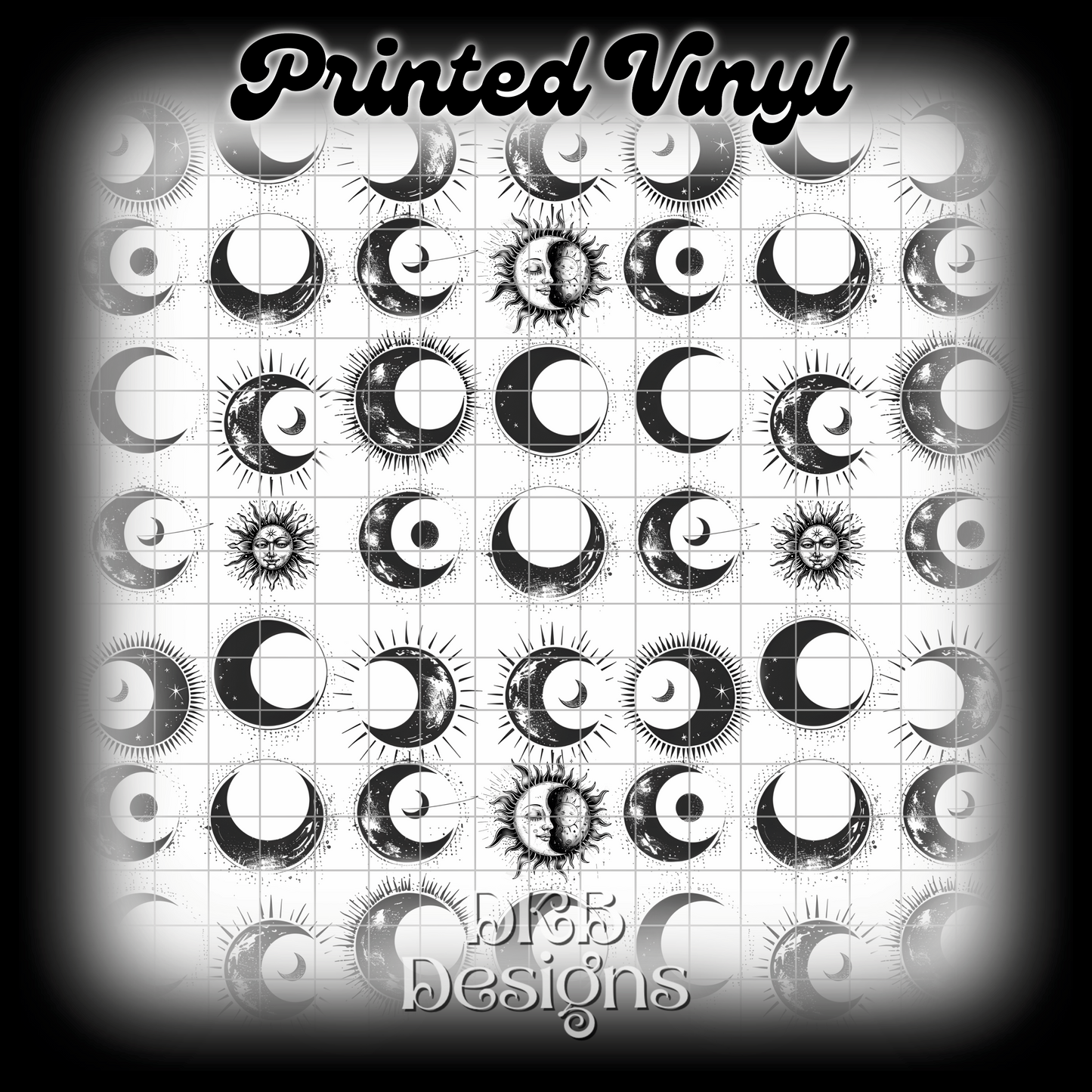 Black and white moons Printed Vinyl
