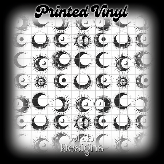 Black and white moons Printed Vinyl