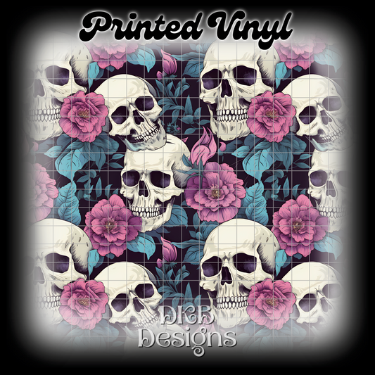 Pastel floral skulls Printed Vinyl