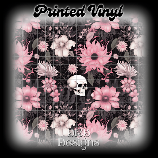 Muted floral skulls Printed Vinyl