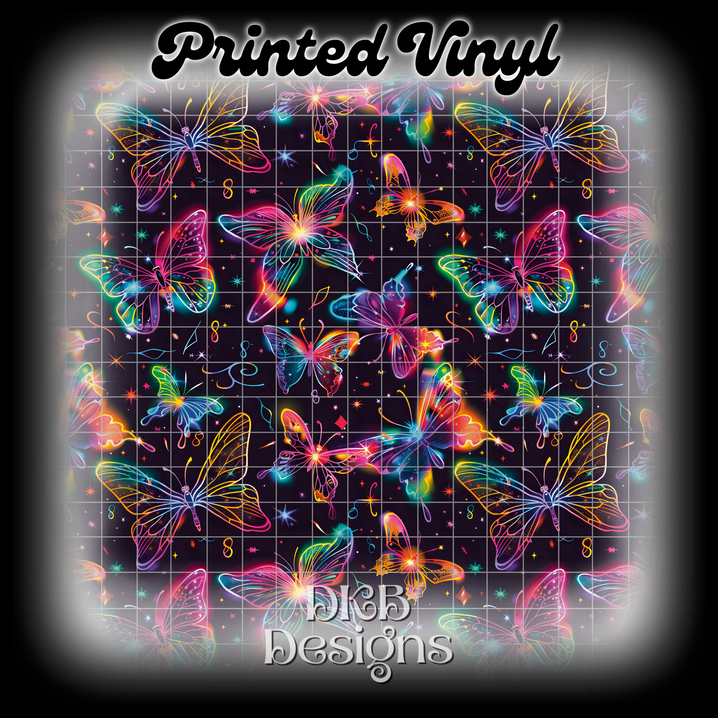 Neon butterflies Printed Vinyl
