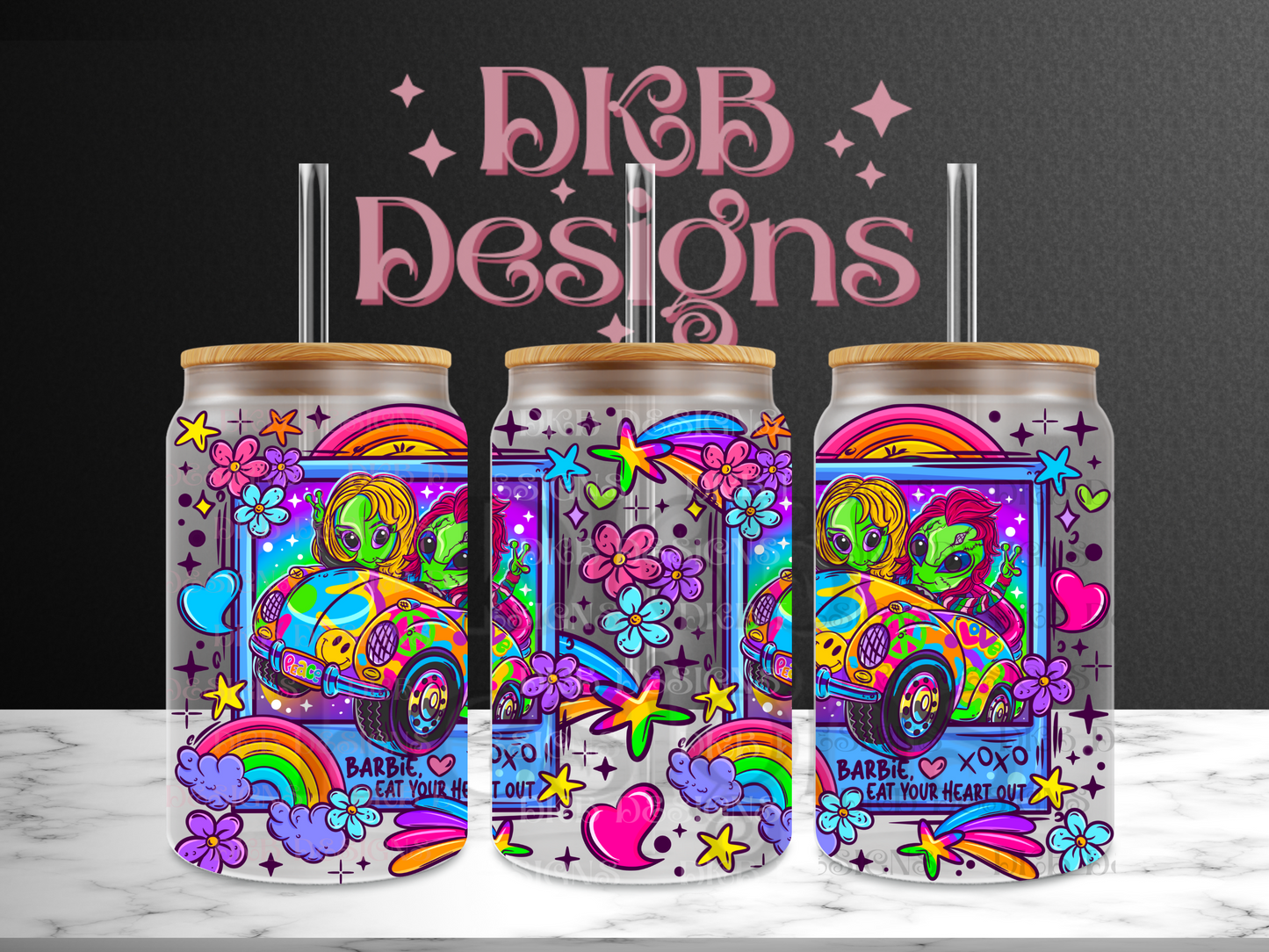 LF Horror Aliens 16oz glass can UV DTF