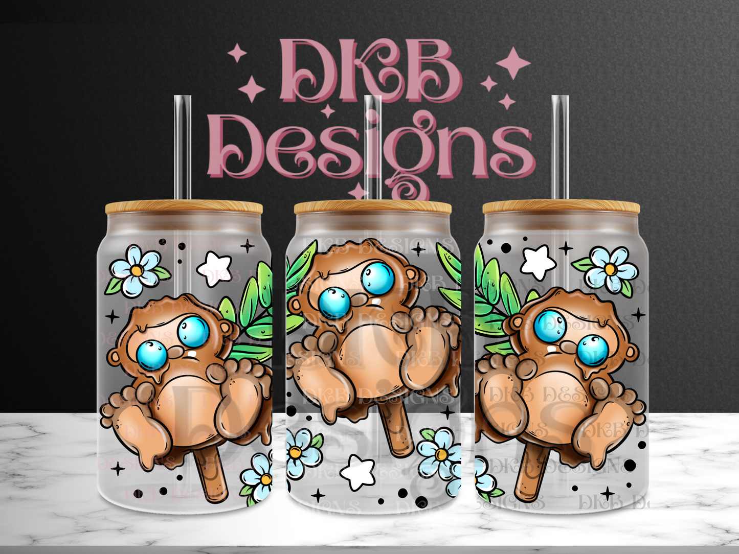 Bigfoot 16oz glass can UV DTF