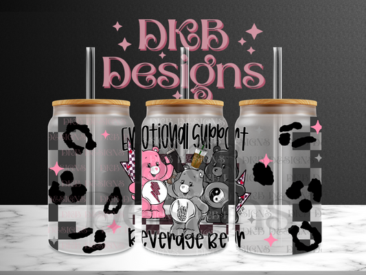 Emotional support beverage 16oz glass can UV DTF