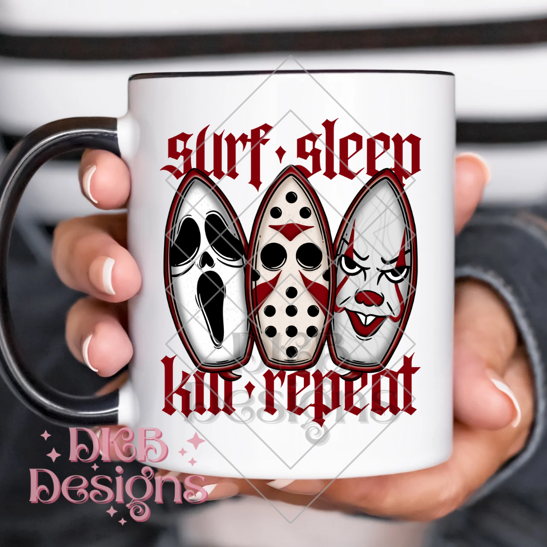 Surf sleep kill repeat red UV DTF