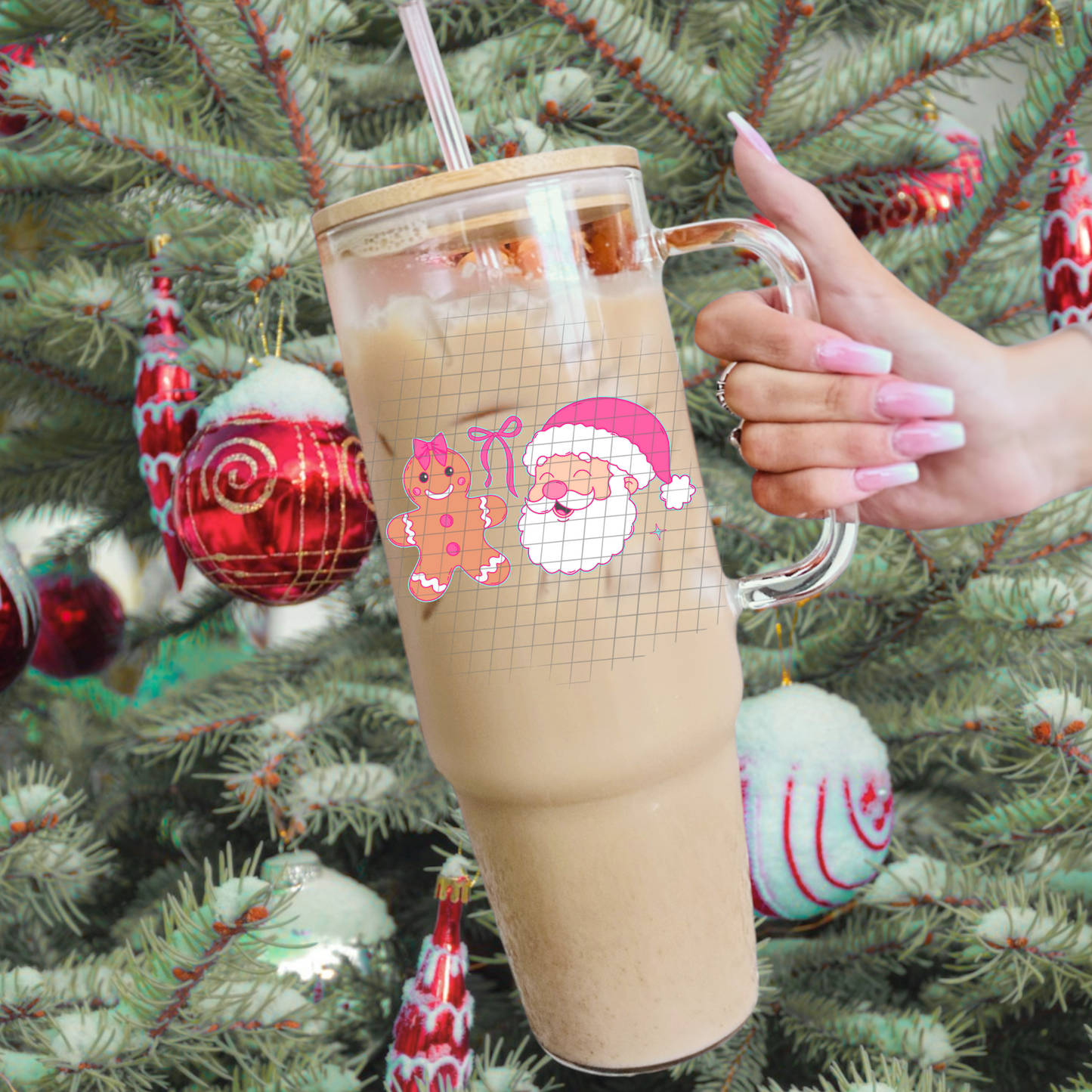 Pink Christmas UV DTF