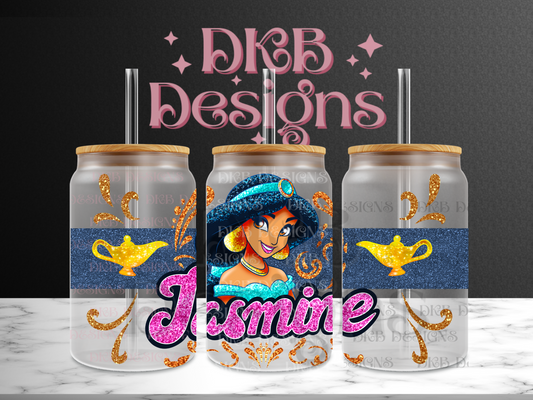 Princess J 16oz glass can UV DTF