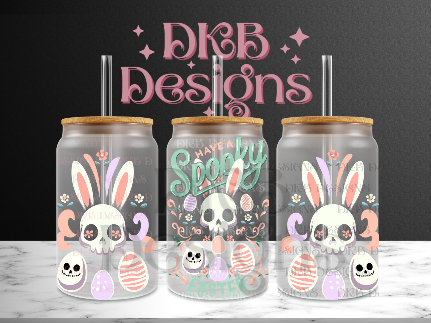 Have a spooky Easter 16oz glass can UV DTF