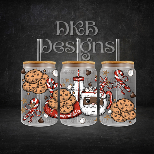 Cookies for Santa 16oz glass can UV DTF