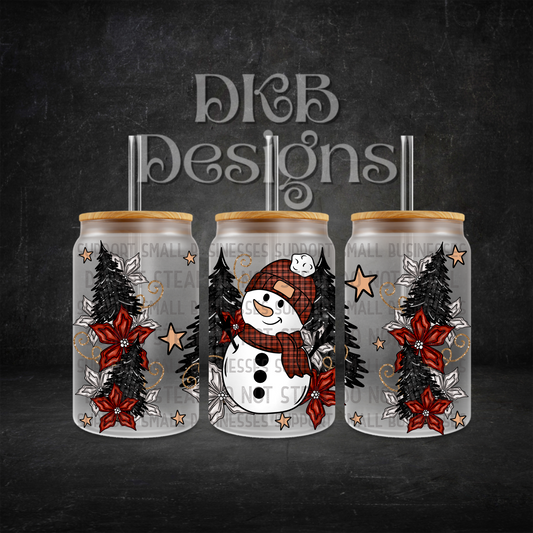 Winter wonderland 16oz glass can UV DTF