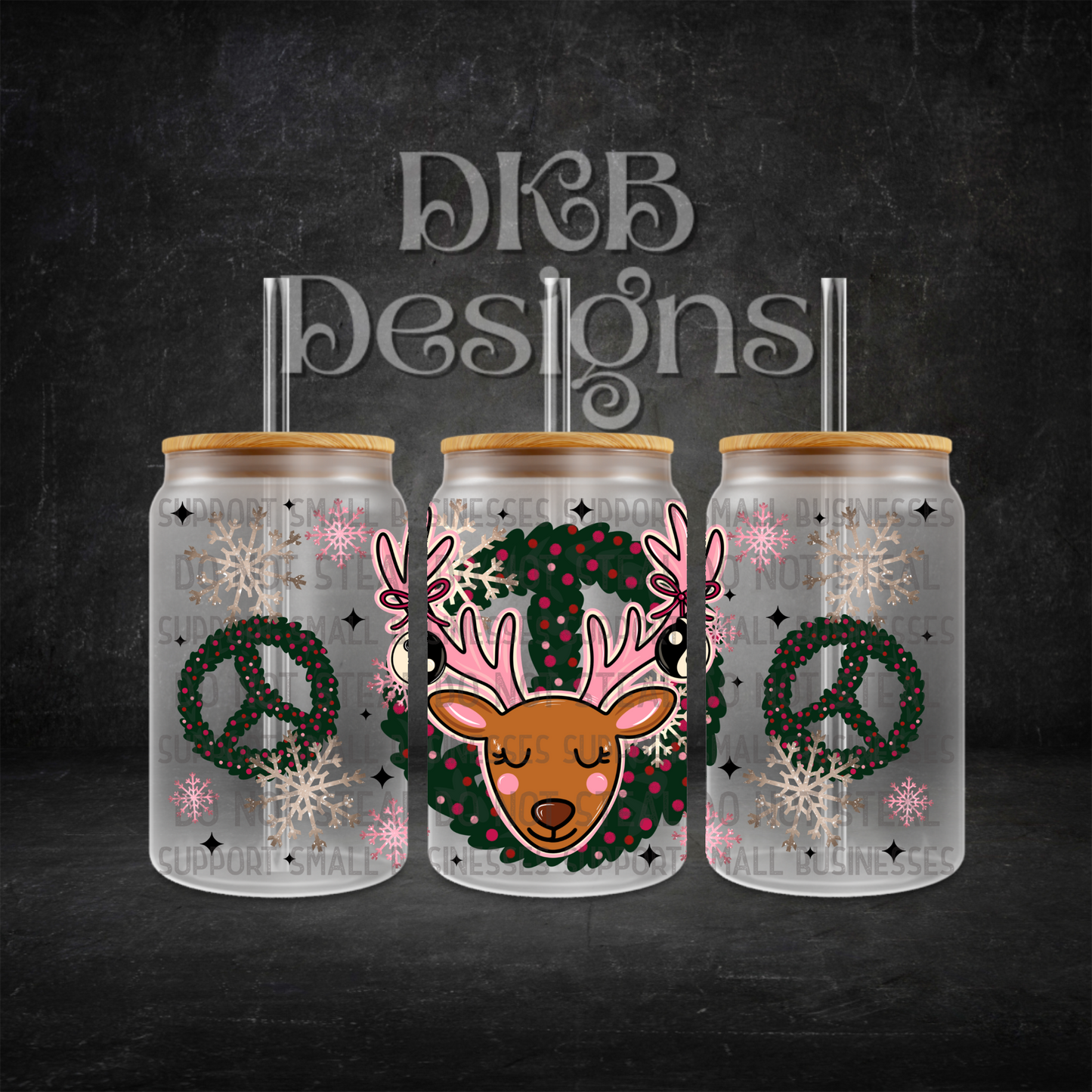 Yin yang deer 16oz glass can UV DTF