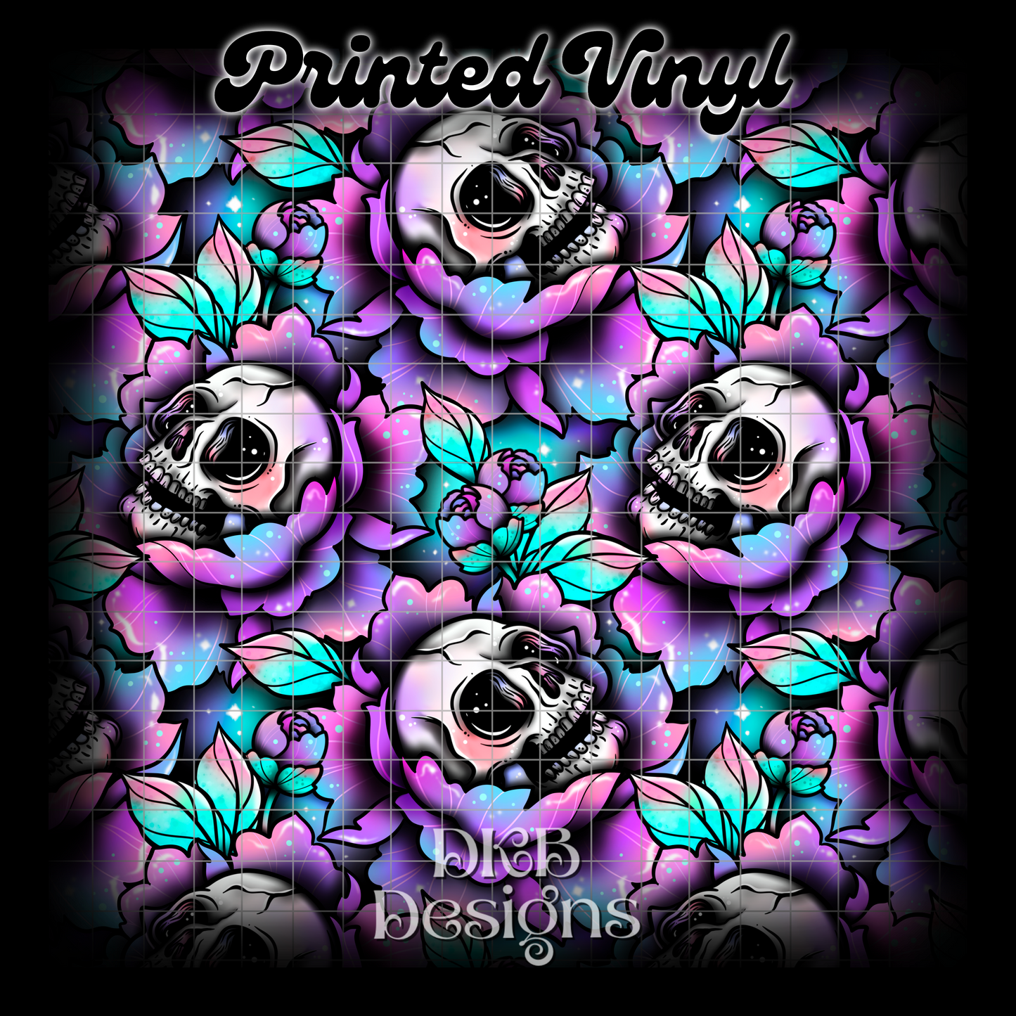 Skull peonies Printed Vinyl (2 color ways)