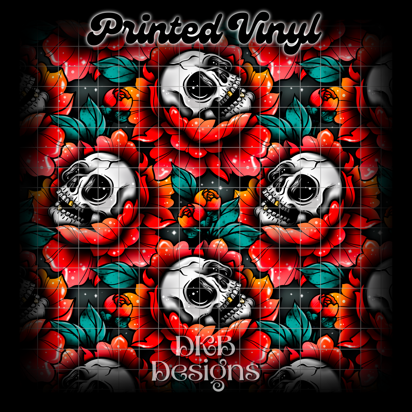 Skull peonies Printed Vinyl (2 color ways)