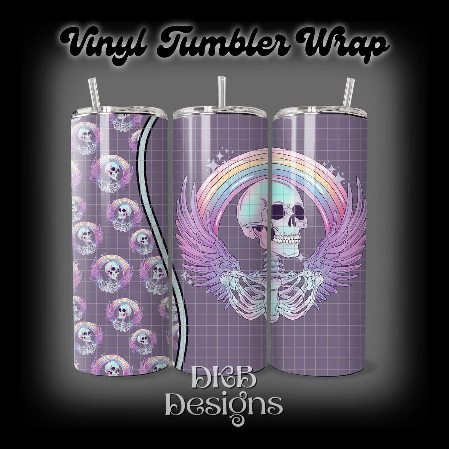 Rainbow skelly vinyl tumbler wrap