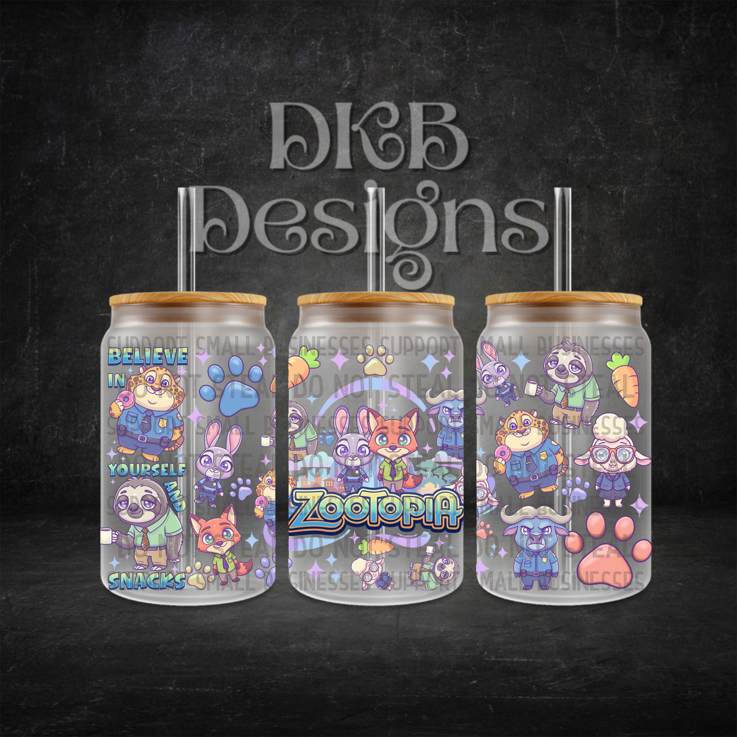 Zoo 16oz glass can UV DTF