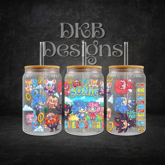 Speedsters 16oz glass can UV DTF