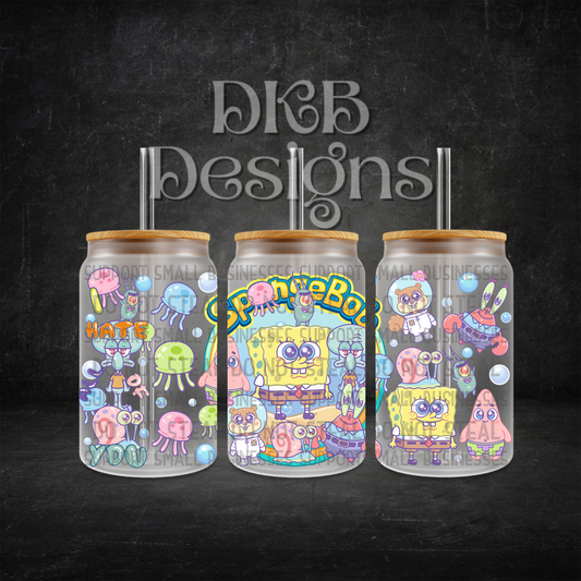 Sponge 16oz glass can UV DTF