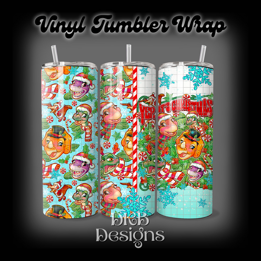 Christmas dinos vinyl tumbler wrap
