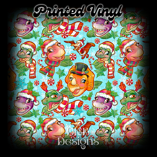Christmas Dinos Printed Vinyl