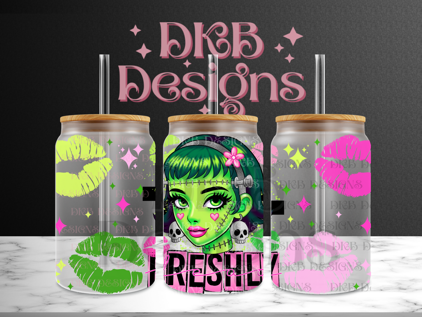 Freshly dead 16oz glass can UV DTFp