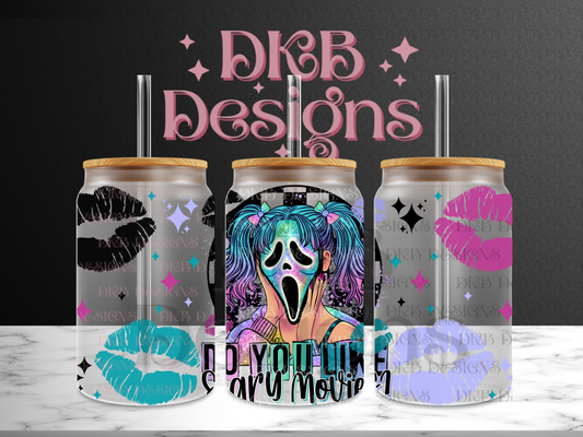 Horror girl 16oz glass can UV DTF