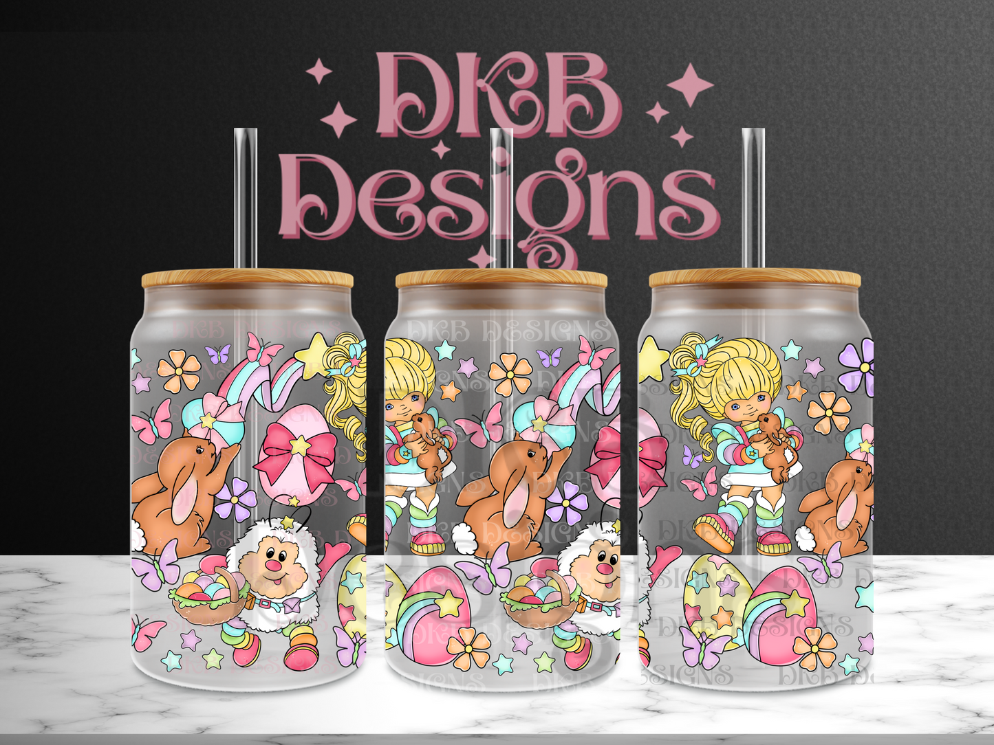 Easter Brite 16oz glass can UV DTF