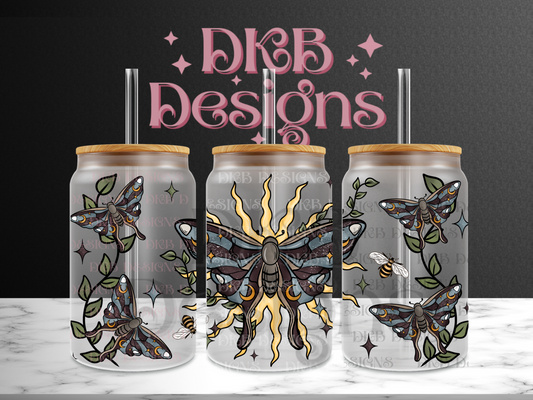 Cottagecore 16oz glass can UV DTF