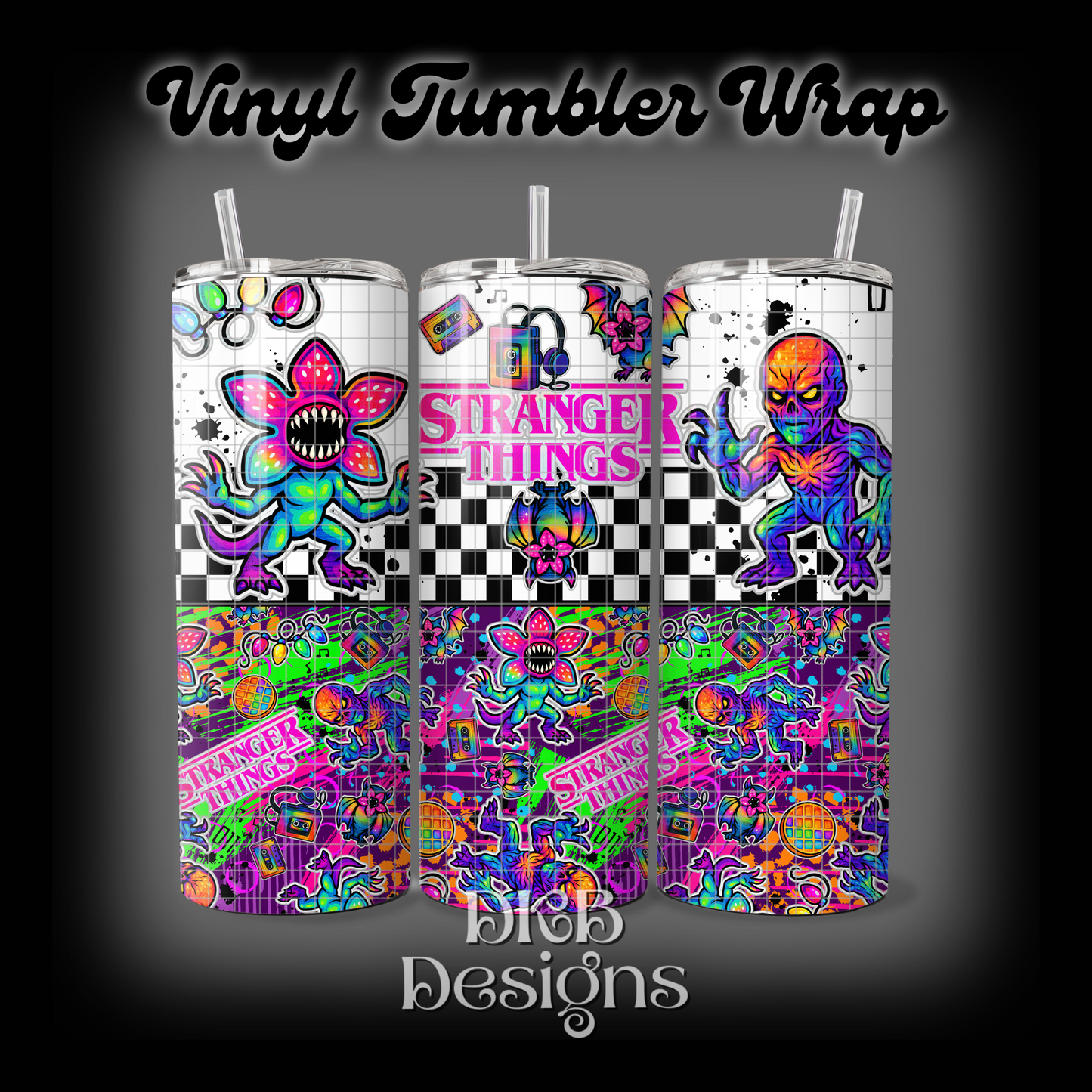 Strange sticker book vinyl tumbler wrap